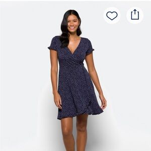 Elegant Navy Blue Wrap Dress